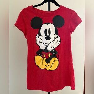 Disney Red Women’s T-Shirt with Mickey Mouse Design